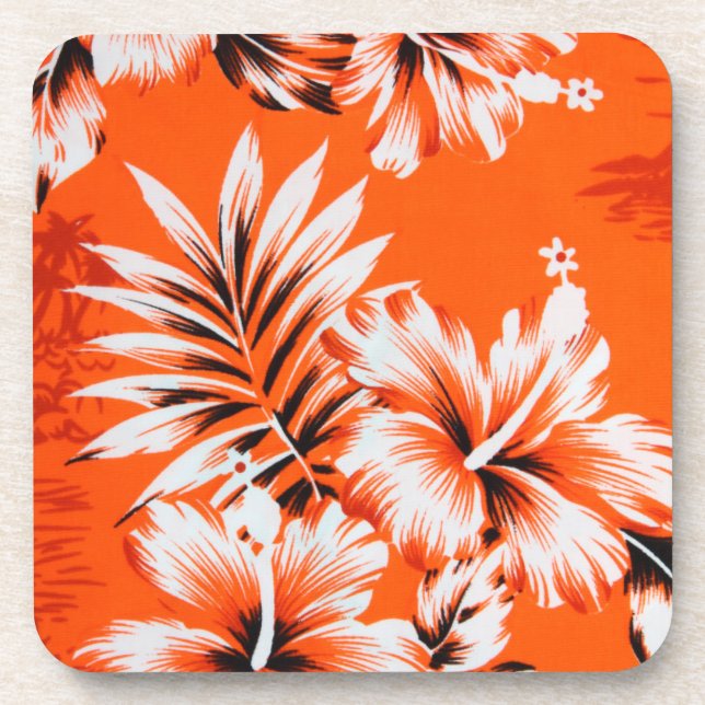 Hawaiian Hibiscus Flower Background Beverage Coaster (Front)