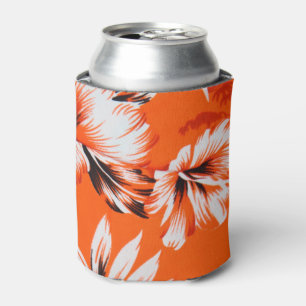 Hawaiian Hibiscus Flower Background Can Cooler