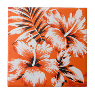 Hawaiian Hibiscus Flower Background Ceramic Tile