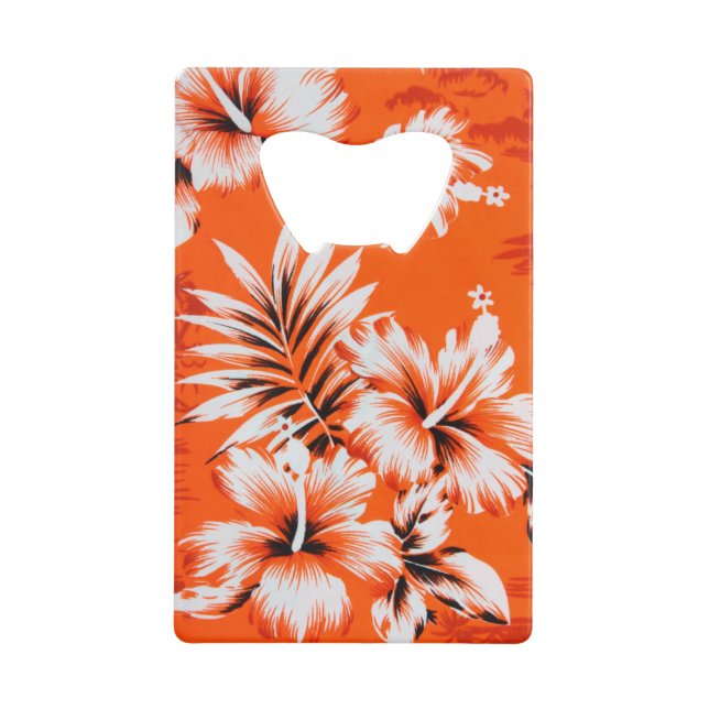 Hawaiian Hibiscus Flower Background Credit Card Bottle Opener (Front)
