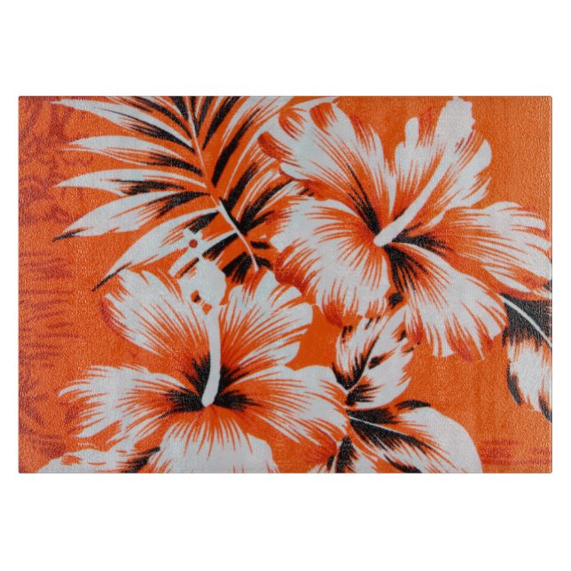 Hawaiian Hibiscus Flower Background Cutting Board (Front)