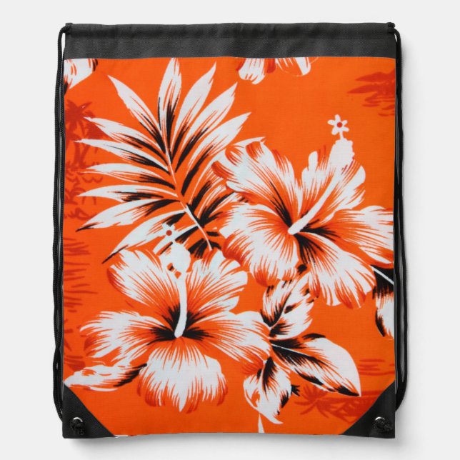 Hawaiian Hibiscus Flower Background Drawstring Bag (Front)