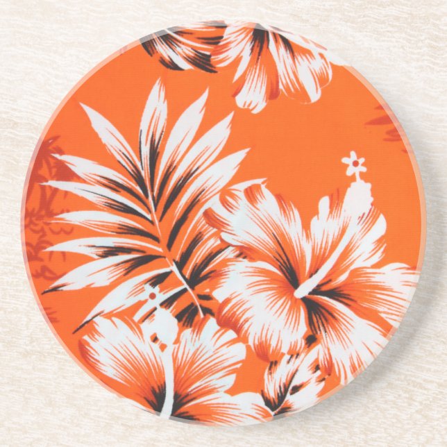 Hawaiian Hibiscus Flower Background Drink Coaster (Front)