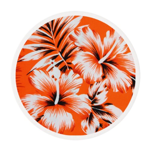 Hawaiian Hibiscus Flower Background Edible Frosting Rounds