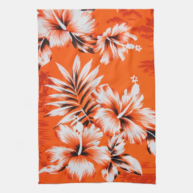 Hawaiian Hibiscus Flower Background Kitchen Towel (Vertical)