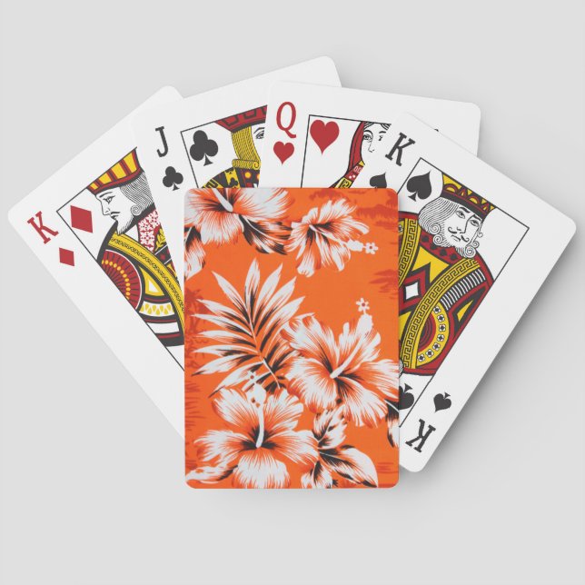 Hawaiian Hibiscus Flower Background Poker Cards (Back)