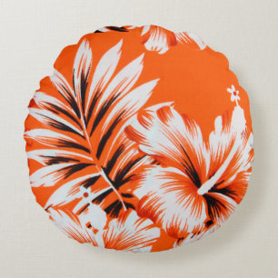 Hawaiian Hibiscus Flower Background Round Pillow