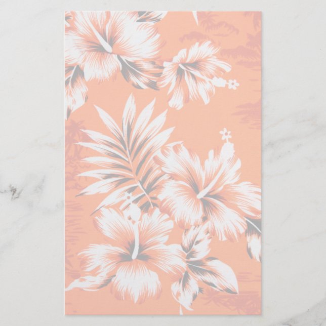 Hawaiian Hibiscus Flower Background Stationery (Front)