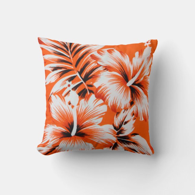 Hawaiian Hibiscus Flower Background Throw Pillow (Front)