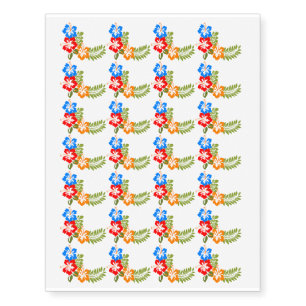 Hawaiian Hibiscus Flower Bouquet Design Temporary Tattoos