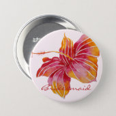 Hawaiian Hibiscus Flower Bridesmaid Button (Front & Back)