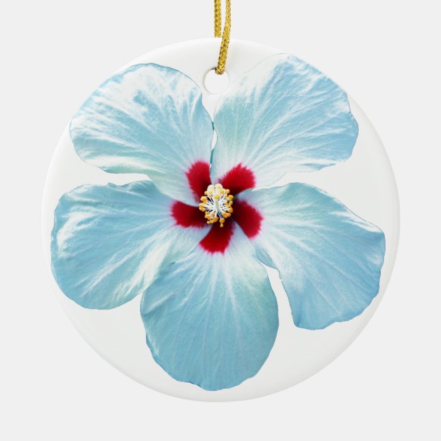 Hawaiian Hibiscus Flower Ceramic Ornament (Front)