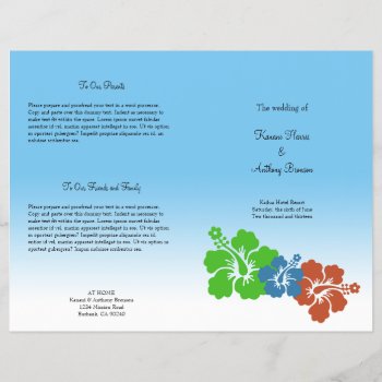 Hawaiian Hibiscus Flower Earthy Wedding Program by FidesDesign at Zazzle