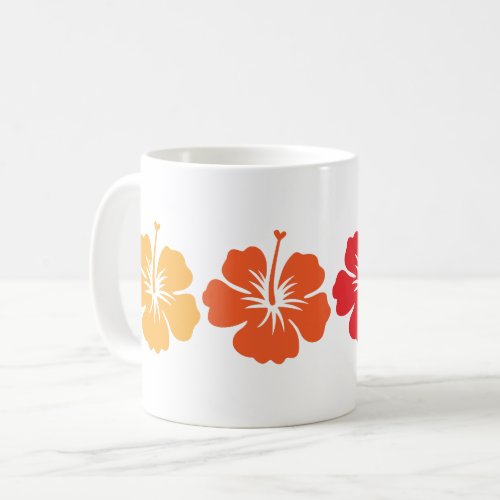 Hawaiian Hibiscus Flower In Vintage Retro Colors Coffee Mug