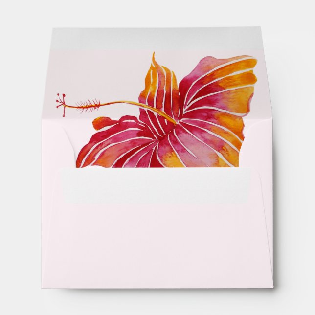 Hawaiian Hibiscus Flower Lining Envelope A6 (Back (Bottom))