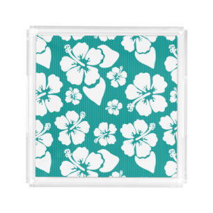 Hawaiian Hibiscus Flower Pattern Acrylic Tray