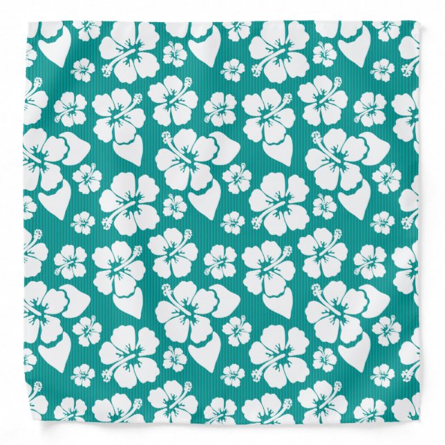 Hawaiian Hibiscus Flower Pattern Bandana (Front)