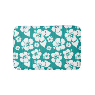 Hawaiian Hibiscus Flower Pattern Bath Mat