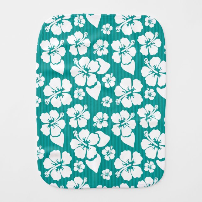Hawaiian Hibiscus Flower Pattern Burp Cloth (Front)