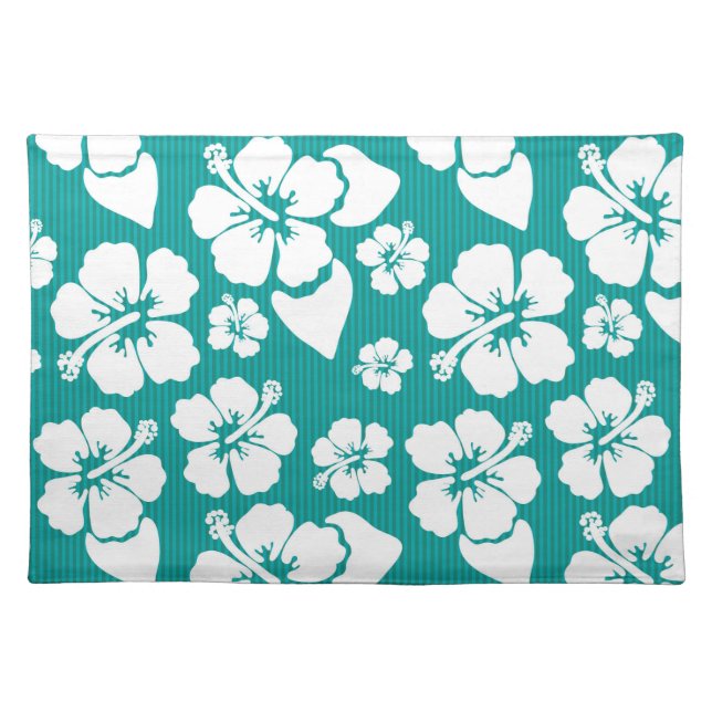Hawaiian Hibiscus Flower Pattern Cloth Placemat (Front)