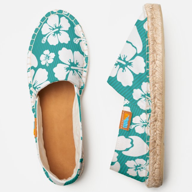 Hawaiian Hibiscus Flower Pattern Espadrilles (Side)