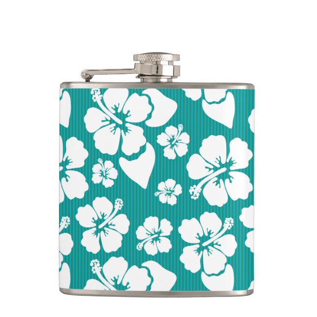 Hawaiian Hibiscus Flower Pattern Flask (Front)