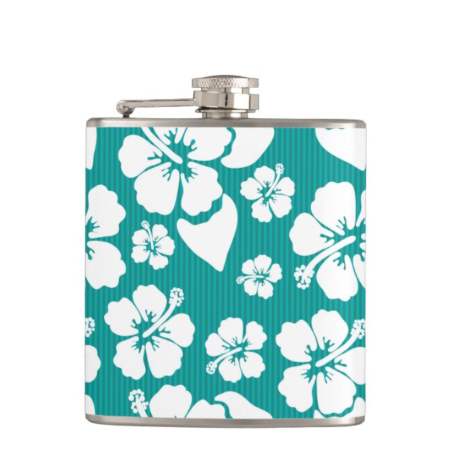 Hawaiian Hibiscus Flower Pattern Flask (Front)