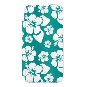 Hawaiian Hibiscus Flower Pattern Wallet Case For iPhone SE/5/5s