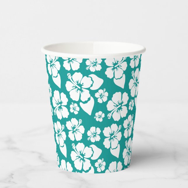Hawaiian Hibiscus Flower Pattern Paper Cups (Left)