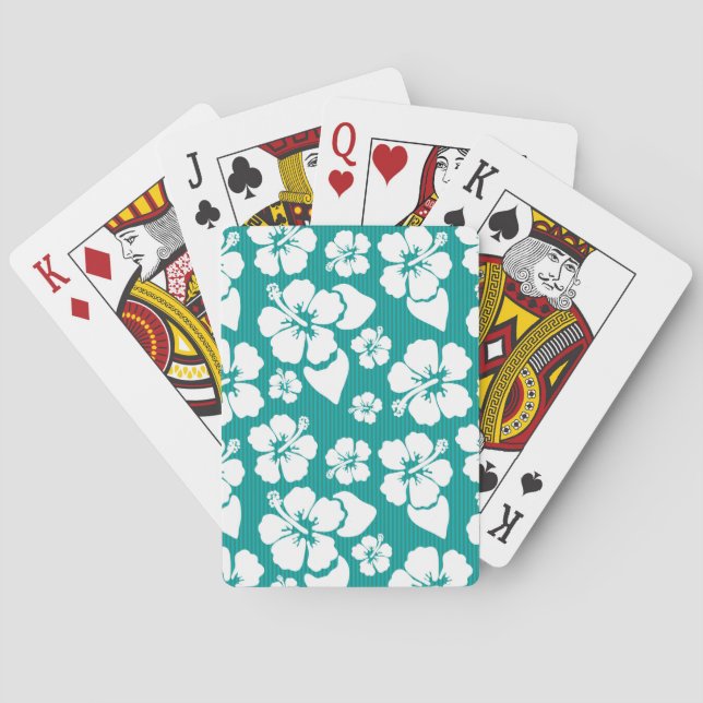 Hawaiian Hibiscus Flower Pattern Poker Cards (Back)