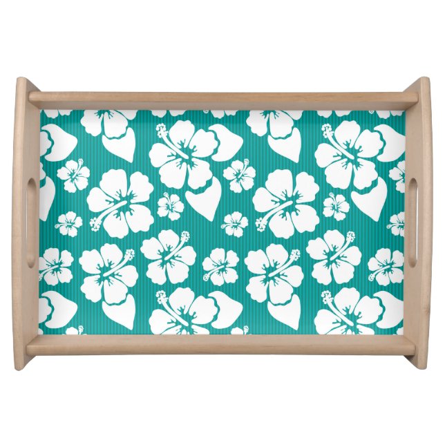 Hawaiian Hibiscus Flower Pattern Serving Tray (Front)