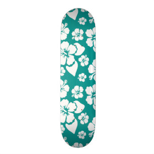 Hawaiian Hibiscus Flower Pattern Skateboard Deck