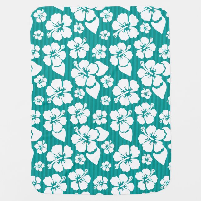 Hawaiian Hibiscus Flower Pattern Stroller Blanket (Front)