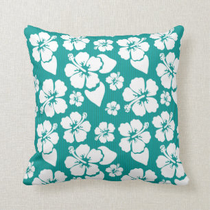Hawaiian Hibiscus Flower Pattern Throw Pillow