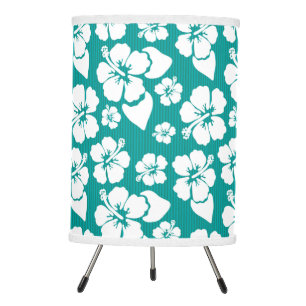 Hawaiian Hibiscus Flower Pattern Tripod Lamp