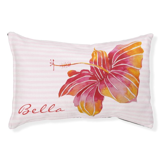 Hawaiian Hibiscus Flower  Personalized Dog Bed (Front)