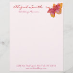 Hawaiian Hibiscus Flower Personalized Letterhead<br><div class="desc">NewparkLane - Elegant colorful Personalized Letterhead, with an exotic Hawaiian Hibiscus flower in red, pink and orange. With a soft pink background. Text, in elegant typography, is easy to customize in Zazzle with your own text for a personalized design. All text style, colors, sizes can be modified to fit your...</div>
