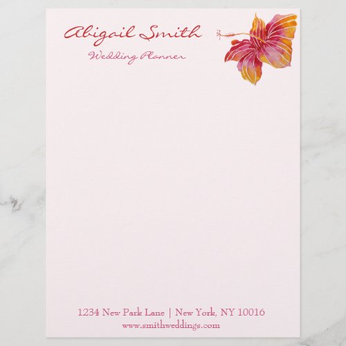 Hawaiian Hibiscus Flower Personalized Letterhead