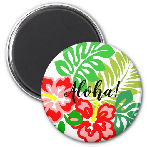 Hawaiian Hibiscus Flower Print Magnet