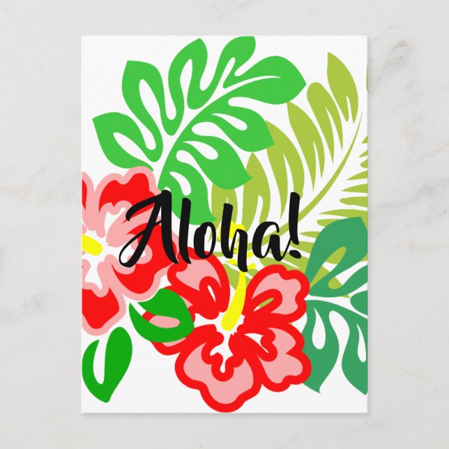 Hawaiian Hibiscus Flower Print Postcard (Front)