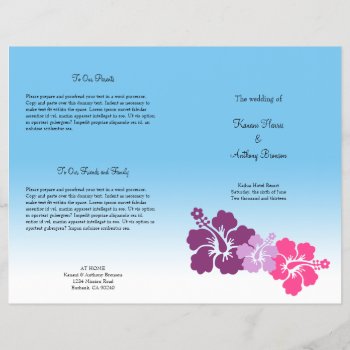Hawaiian Hibiscus Flower Purple Wedding Program by FidesDesign at Zazzle