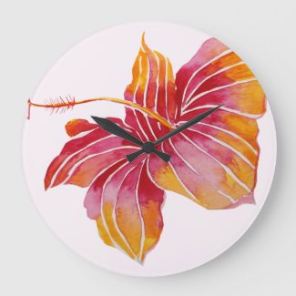 Hawaiian Hibiscus Flower Round (Large) Wall Clock