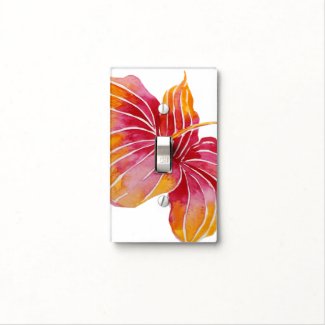 Hawaiian Hibiscus Flower Single Toggle Light Switch Cover
