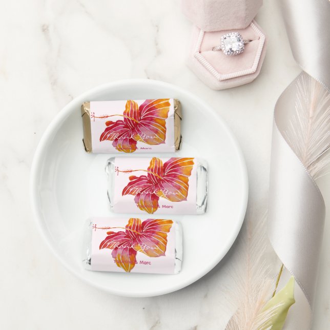 Hawaiian Hibiscus Flower | Thank You  Hershey's Miniatures (Wedding)