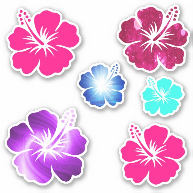 Hawaiian Hibiscus Flower Tropical Shaped Art Sticker (Front)