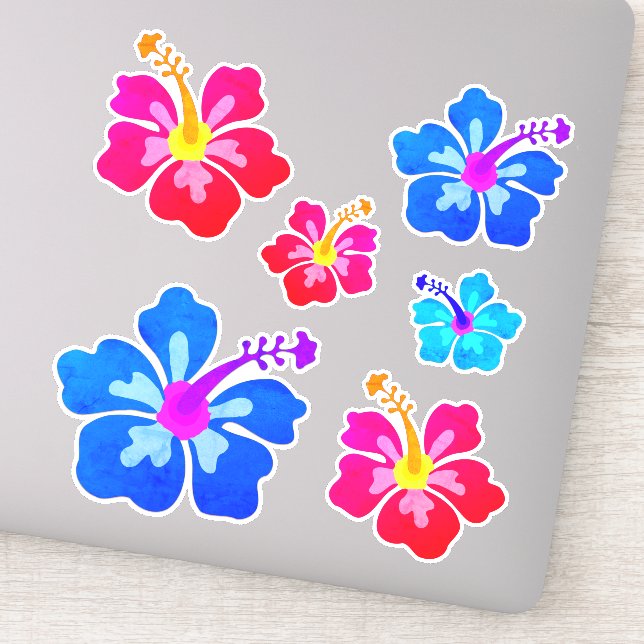 Hawaiian Hibiscus Flower Tropical Shaped Art Sticker (Detail)
