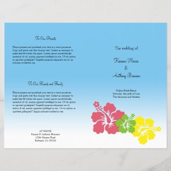 Hawaiian Hibiscus Flower Tropical Wedding Program by FidesDesign at Zazzle
