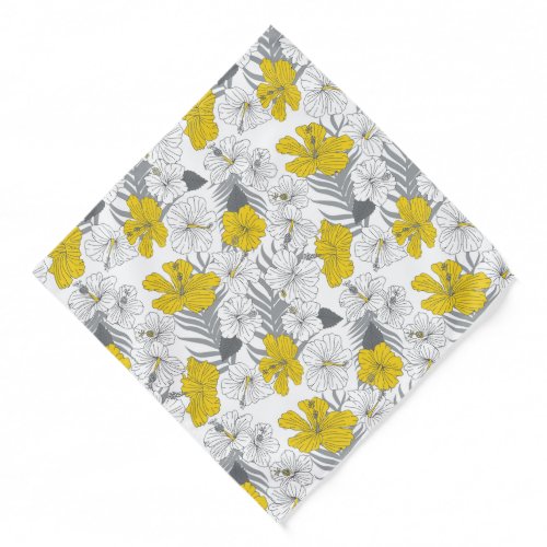 Hawaiian Hibiscus Flower Yellow and White Tropical Bandana