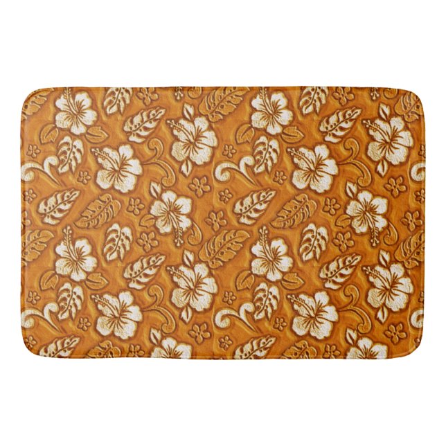Hawaiian Hibiscus Flowers Bath Mat (Front)