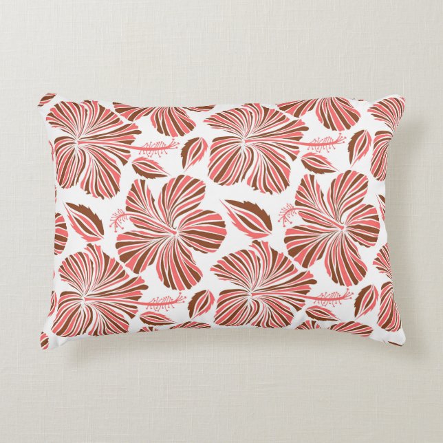 Hawaiian hibiscus flowers: brown tropical style. accent pillow (Front)